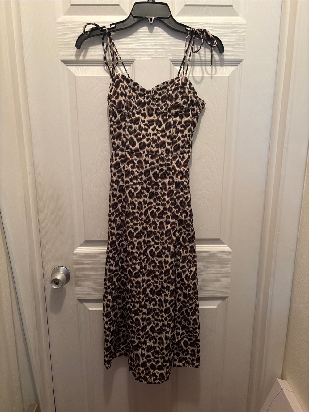 SHEIN Leopard-Print Tie-Strap Midi Dress - Brown & Black